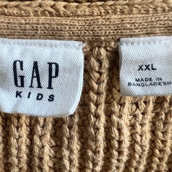 GAP Kids Chunky Knit Open Front Cardigan Beige XXL Cotton - Picture 4 of 11